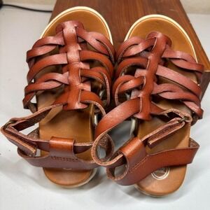 Wonder Nation Kids Girls Brown Woven Gladiator Sandal Sz 6 Casual Summer Strappy